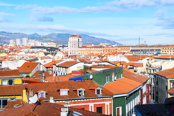 panoramic views of bilbao old town roofs, spain