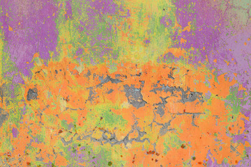 Abstract old wall concrete texture tinted in bright colors, glitch effect