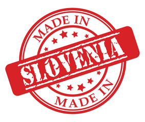 Made in Slovenia red rubber stamp illustration vector on white background