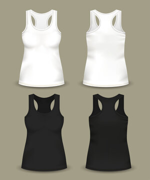 Set of isolated woman sleeveless top or t-shirts