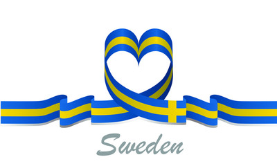 sweden flag and love ribbon