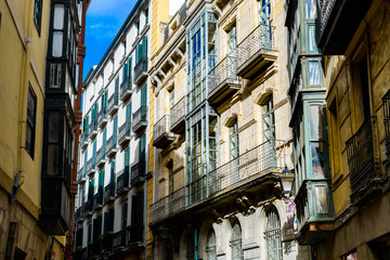 Obraz premium traditional houses of bilbao at old town, Spain
