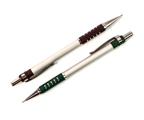 Clutch-type pencils isolated on white background.