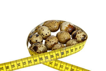 healthy quail eggs on white background