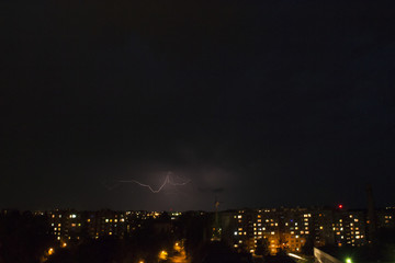 Lightning over the city of Poltava in Ukraine
