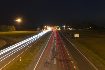 Fototapeta na wymiar Lines from car lanterns at long exposures