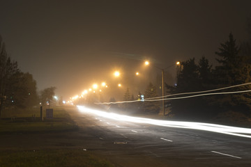 Lines from car lanterns at long exposures
