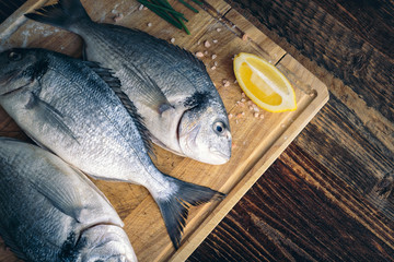 Gilthead seabream (Sparus aurata) ready to bake.