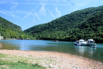 Fototapeta na wymiar view in Lim bay or Lim canal in Istria, Croatia