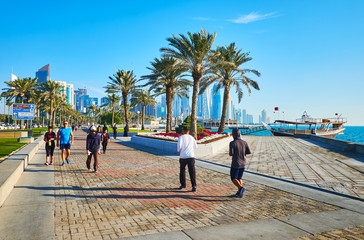 Park on embankment of Doha, Qatar