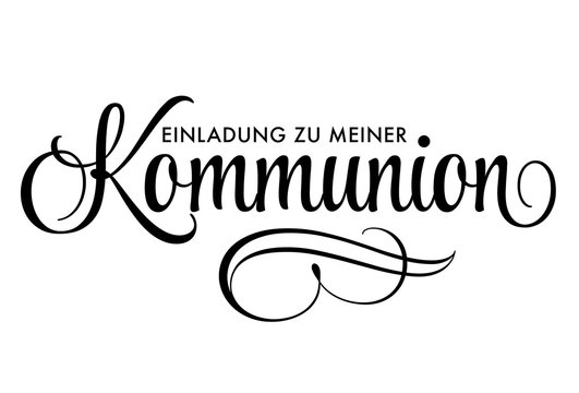 Einladung zur Kommunion - Schriftzug mit Ornamenten 
