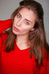 Studio portrait young woman with ring flash effect