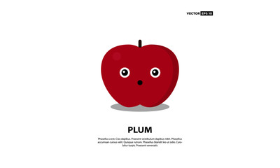 Plum Cute Fruit Illustration with Face