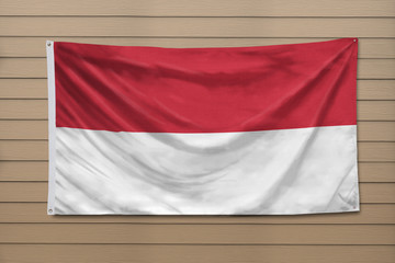 Indonesia Flag hanging on a wall