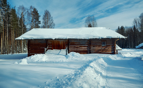 Russian Traditional wooden granary