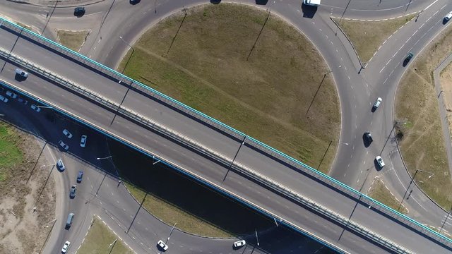 small empty ring road - Top down Aerial footage