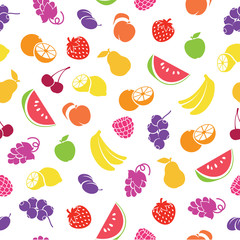 Assorted fruits seamless pattern.