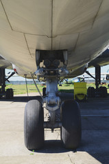Photo of a white airplane chassis