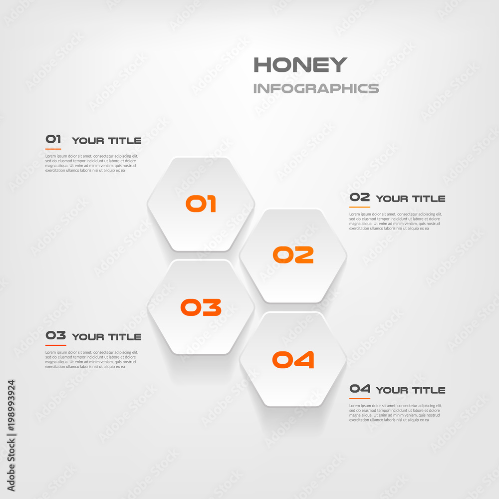 Aufkleber honeycombs, gradient infographics step by step. element of chart, graph, diagram with 4 options - pa