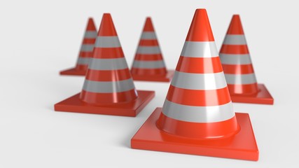 Fototapeta na wymiar Traffic cone on a white background, 3d rendering