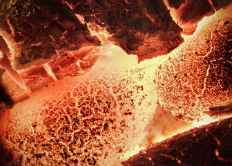 Hot coal,Charcoal and wood log fire