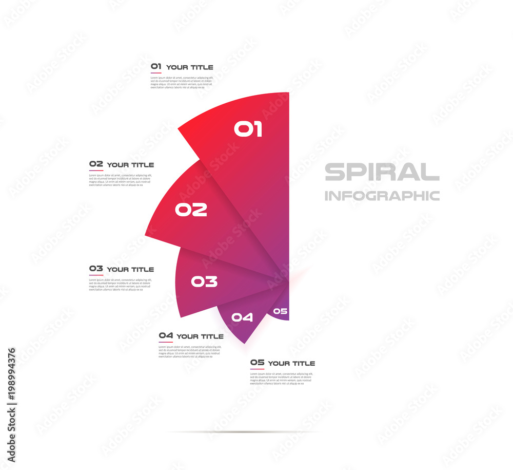 Aufkleber Sunburst-pie chart, color infographics step by step in a series of circle. Element of chart, graph, diagram with 5 options - parts, processes. Vector business template for presentation