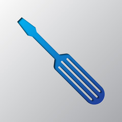 Paper art of the blue screwdriver. Vector illustration.