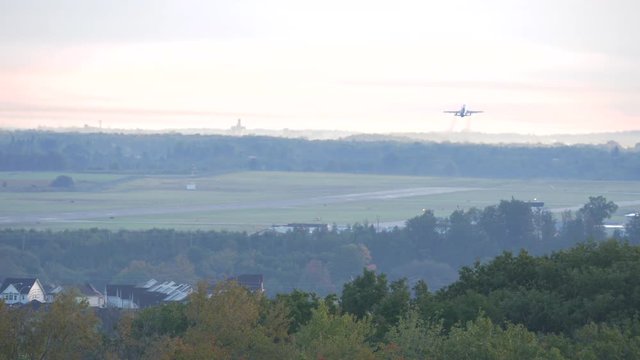 Airplane taking off at Kitchener airport