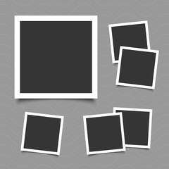 Set of vintage photo frame with tape, paper clip. Vintage style illustration. Photo realistic Vector EPS10 Mockups. Retro Photo Frame Template for your photos.