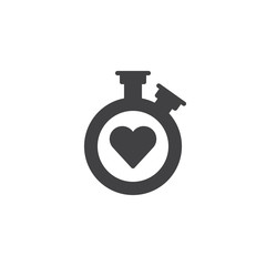 Heart stopwatch vector icon. filled flat sign for mobile concept and web design. Cardio training simple solid icon. Symbol, logo illustration. Pixel perfect vector graphics