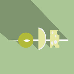 Canape, tapas with cheese and olive line icon.