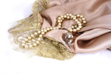 Characters of real woman, jewelry silk and lace