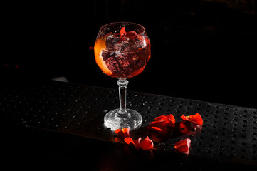 alcoholic cocktail Spritz Veneziano stands on the bar