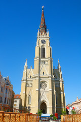 catholic cathedral   in  Novi Sad  - the capital of the autonomous province of Vojvodina, Serbia - obrazy, fototapety, plakaty