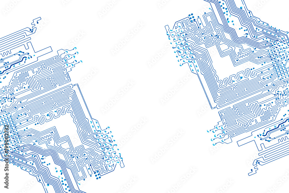 Fototapete abstract eps10 vector background with high tech circuit board. microchip background with two diagona