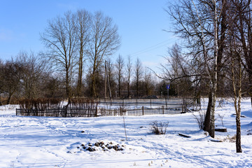 countryside winter landscape in clean winter day