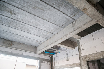 reinforced concrete slabs of residential house building under construction