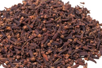Cloves isolated on white background. Carnation is spicy.