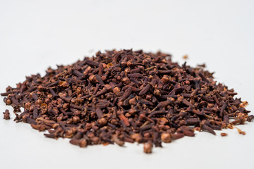 Cloves isolated on white background. Carnation is spicy.