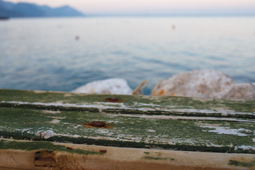 abstract background with selective focus on wooden boards. Place for text
