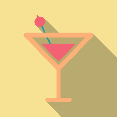 Martini cocktail with straw vector illustration outline silhouette isolated on background. Alcohol drink cocktail icon