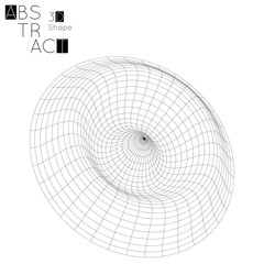 Abstract 3D wireframe geometric shape isolated on white background Circle wave on grid