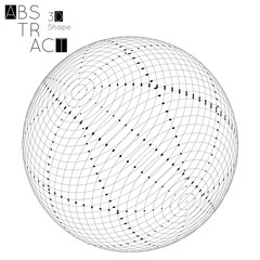 Abstract 3D wireframe geometric shape isolated on white background. 3D sphere