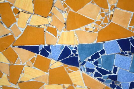 Colorful ceramic mosaic tiles. Decorative geometric pattern for background.