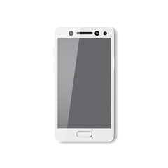 White smartphone with pure screen. Phone mobile, vector, illustration, isolated