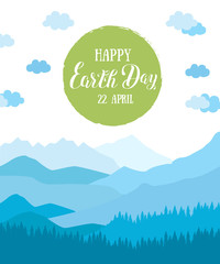 Vector illustration with the words, mountains and clouds