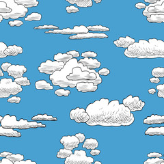 Seamless background of clouds in blue sky