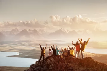 Foto auf Alu-Dibond Big group of people success mountain top © cppzone