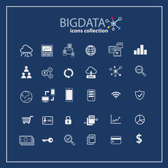 big data icon set, data analytics icon set, cloud computing icon set
