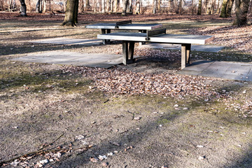 ping pong tables in a public park